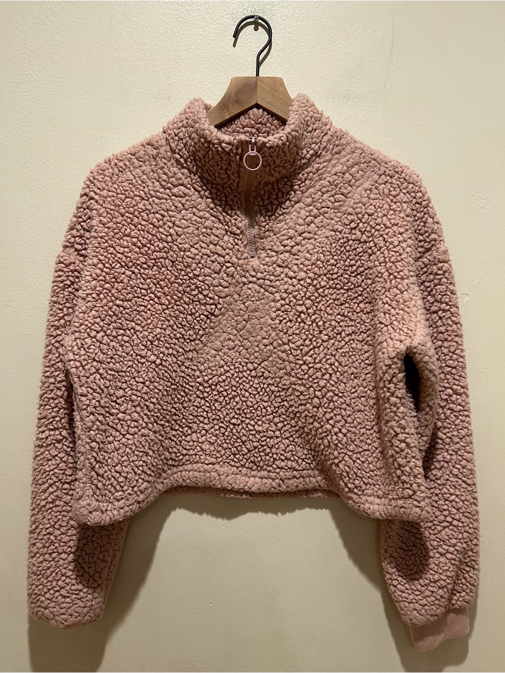 Love Tree Pink Sherpa Fleece Pullover Quarter Zip Sweatshirt - Women’s Medium